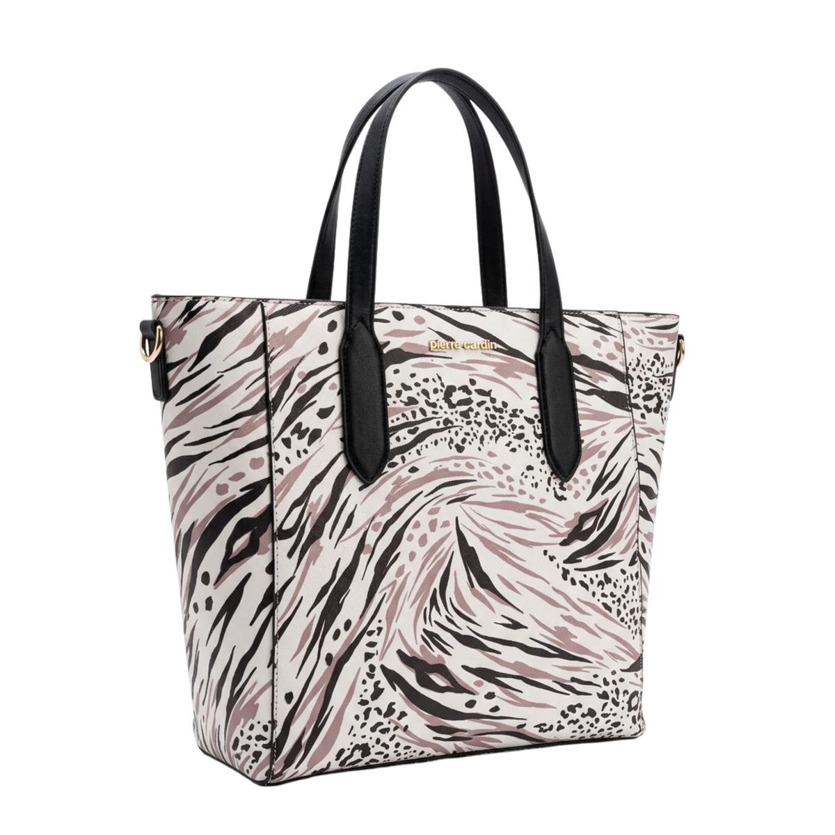 Pierre Cardin Abstarct Tote Bag In Black & White