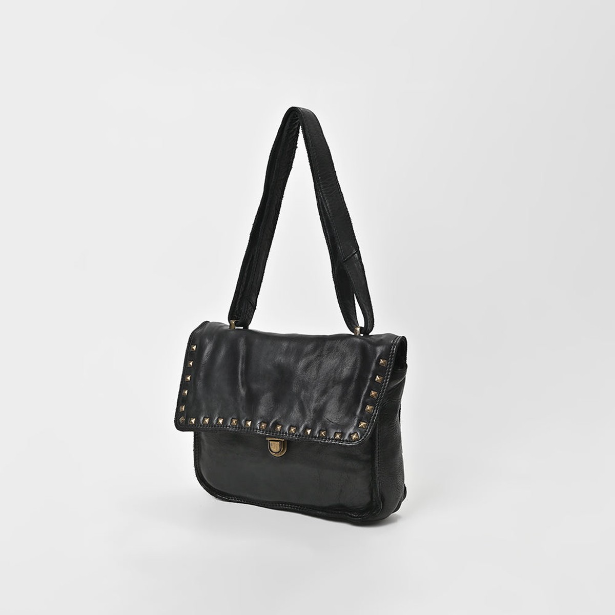 Spaghetti Western Swc163Blk Envelope Vintage Handmade Drum Dyed Genuine European Cowhide Leather Women Bag WesternHandbagPurse
