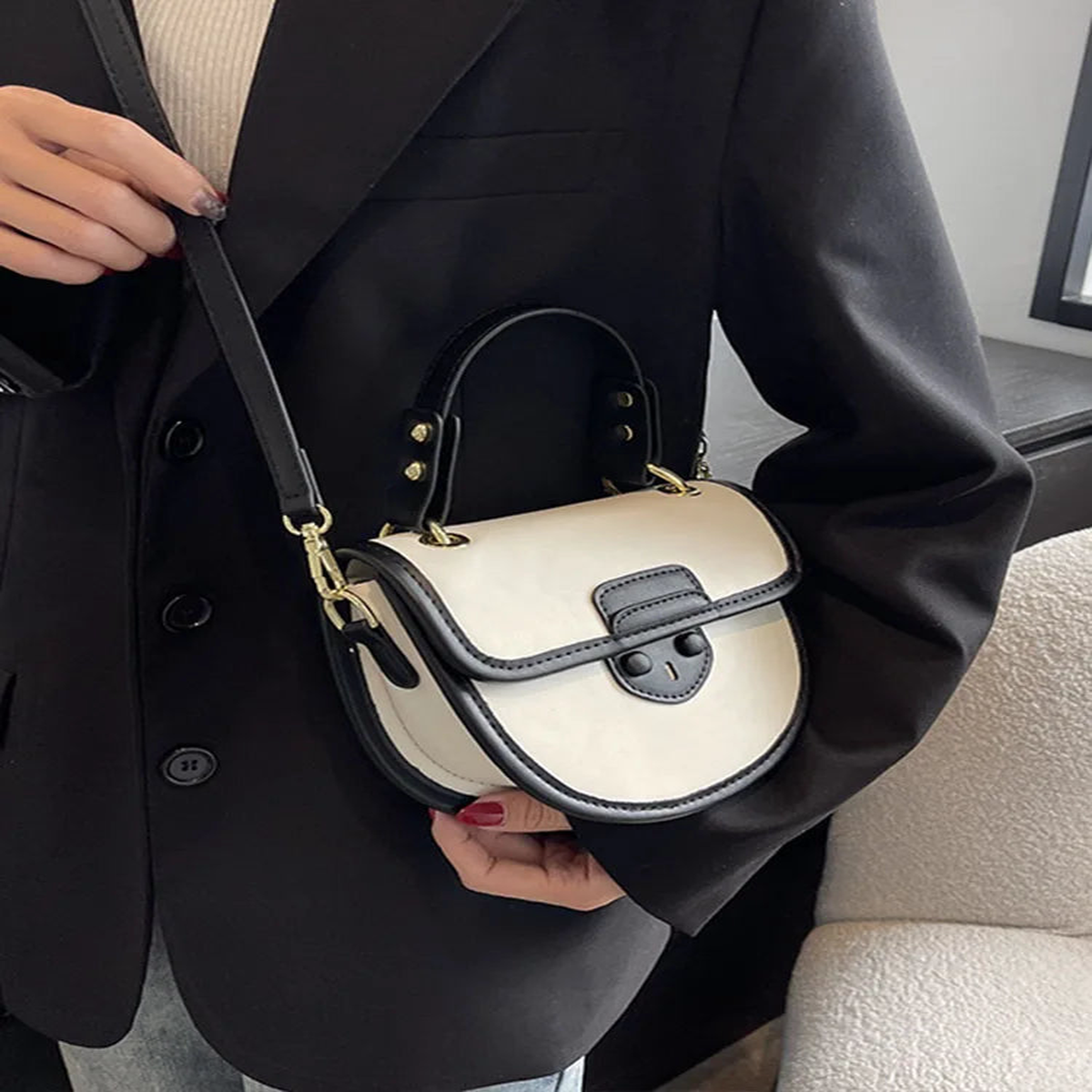 Women's Flap Crossbody Bag Pu Leather Top Handle Shoulder Handbag