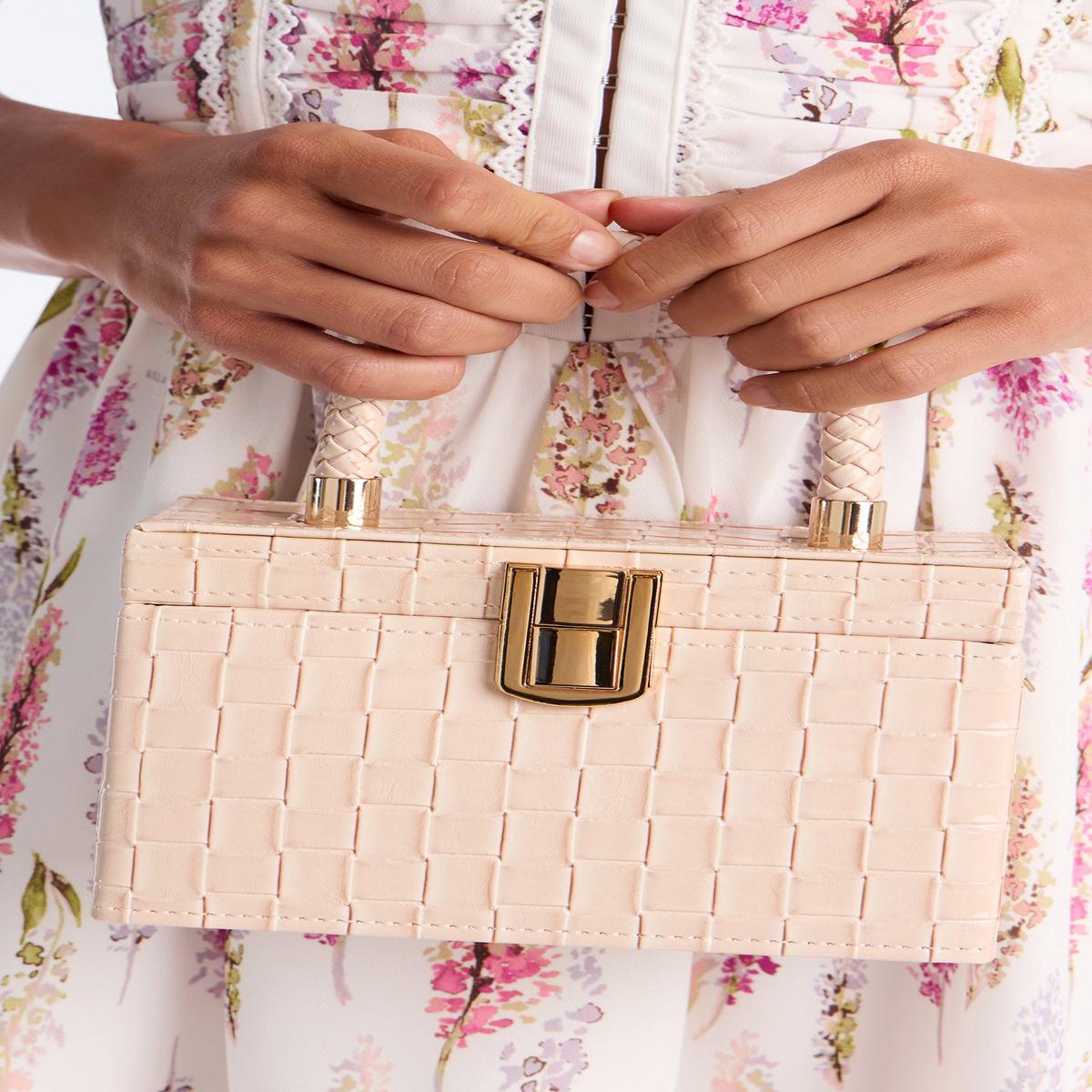 All Over The City Embossed Croc Satchel Handbag - Pink