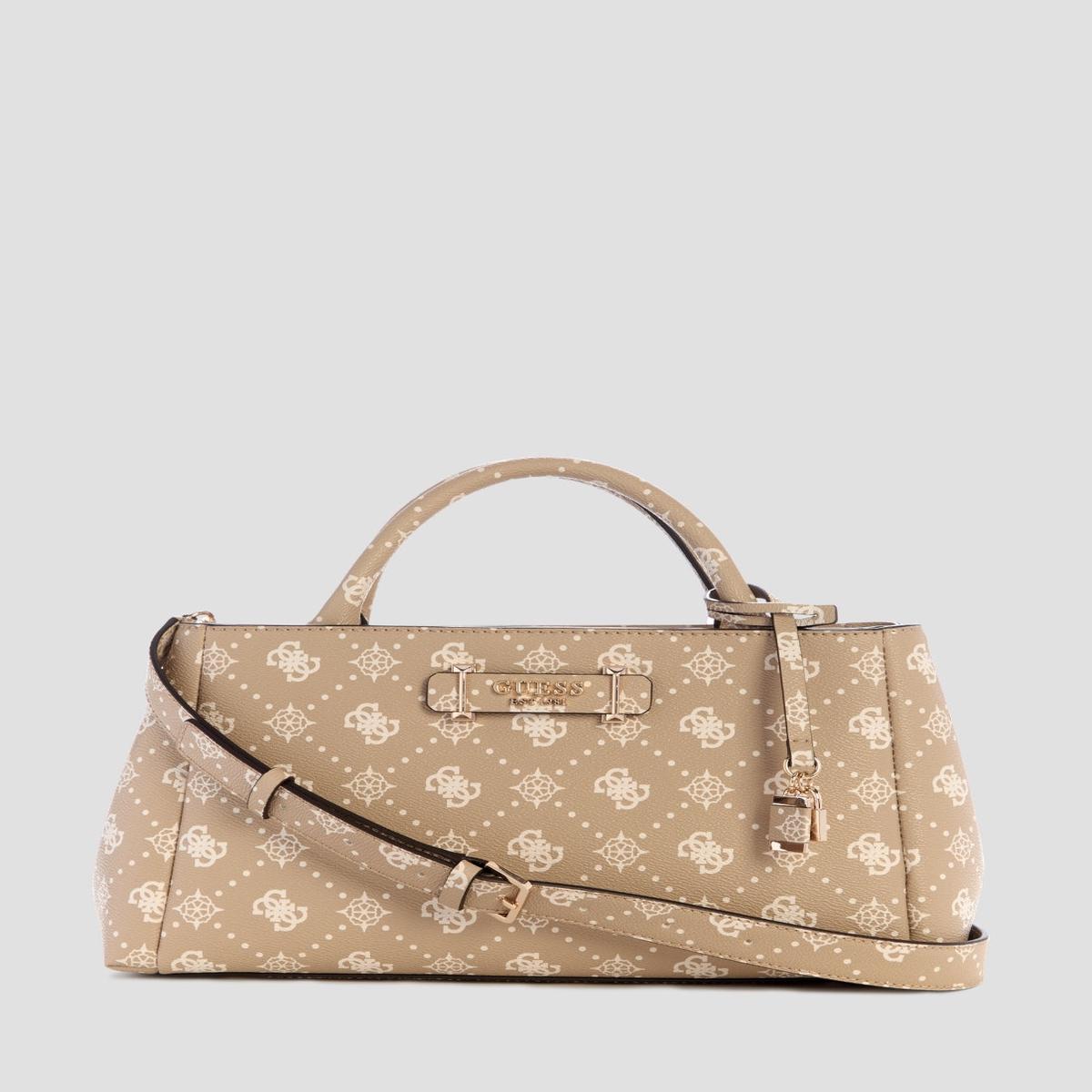 Beige Logo Carrie Girlfriend Satchel Bag