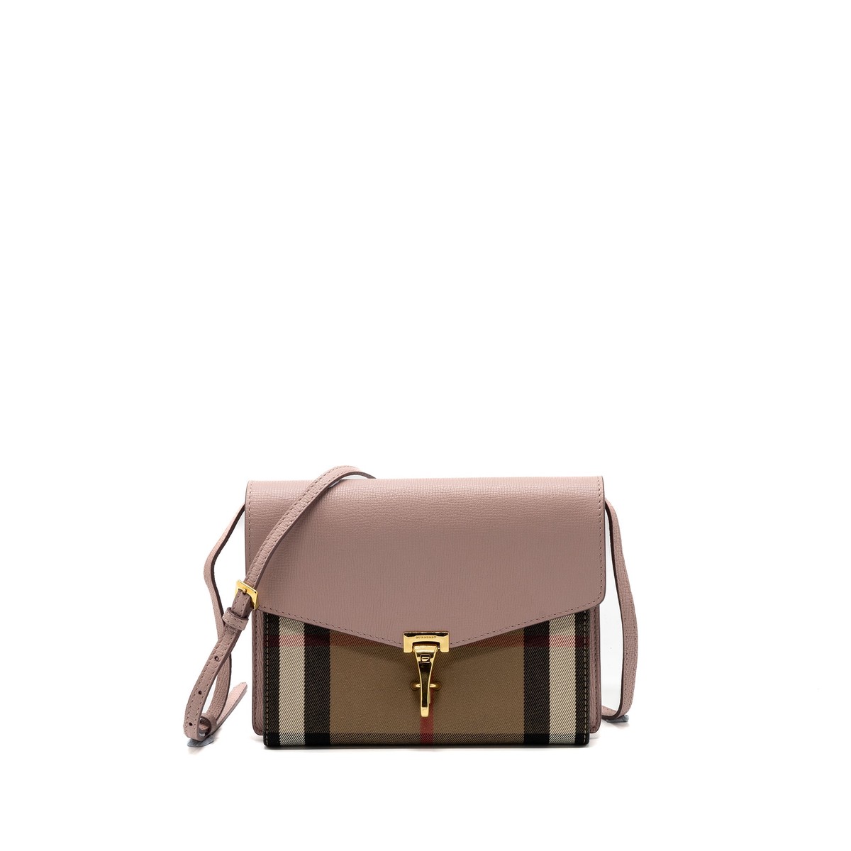 Burberry house check crossbody bag canvas / calfskin leather multicolor light pink GHW