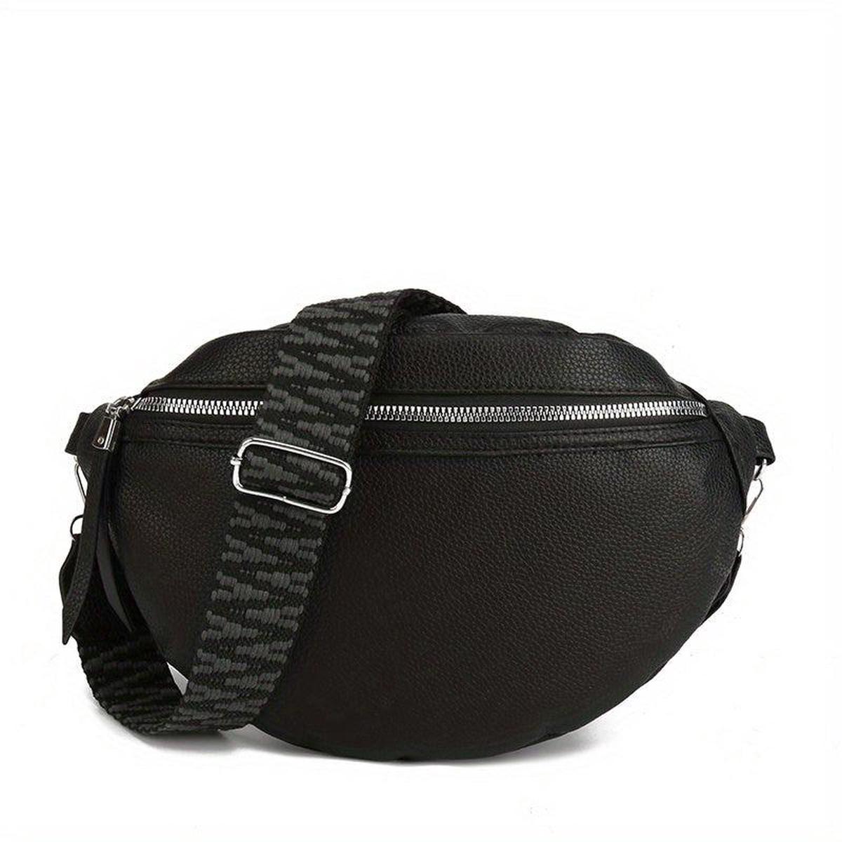 Faux Leather Chest Bag Zipper Shoulder Bag