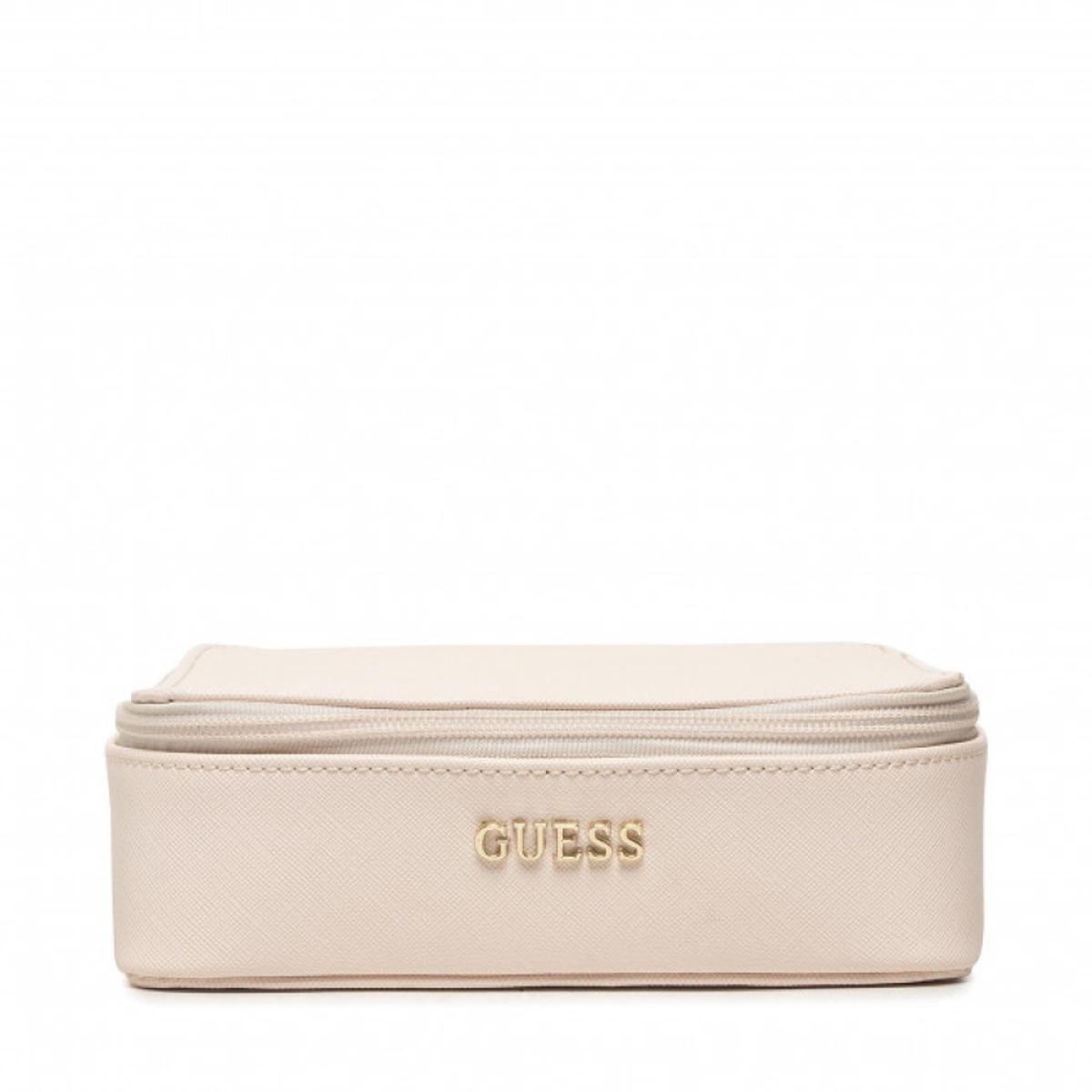 Guess, Holdall, Synthetic Leather, Textile Bag, Jewelry Case, Cream, For Women, 18 X 6 X 18Cm