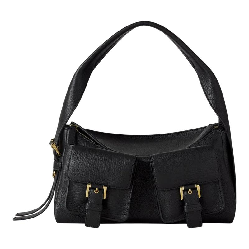 Maggie Shoulder Bag Black Natural Grain