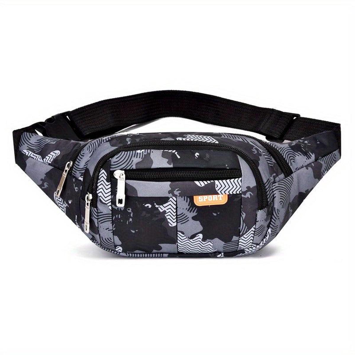 All Over Letter Pattern Waist Bag Casual Zipper Belt Bag Sports Zipper Bag
