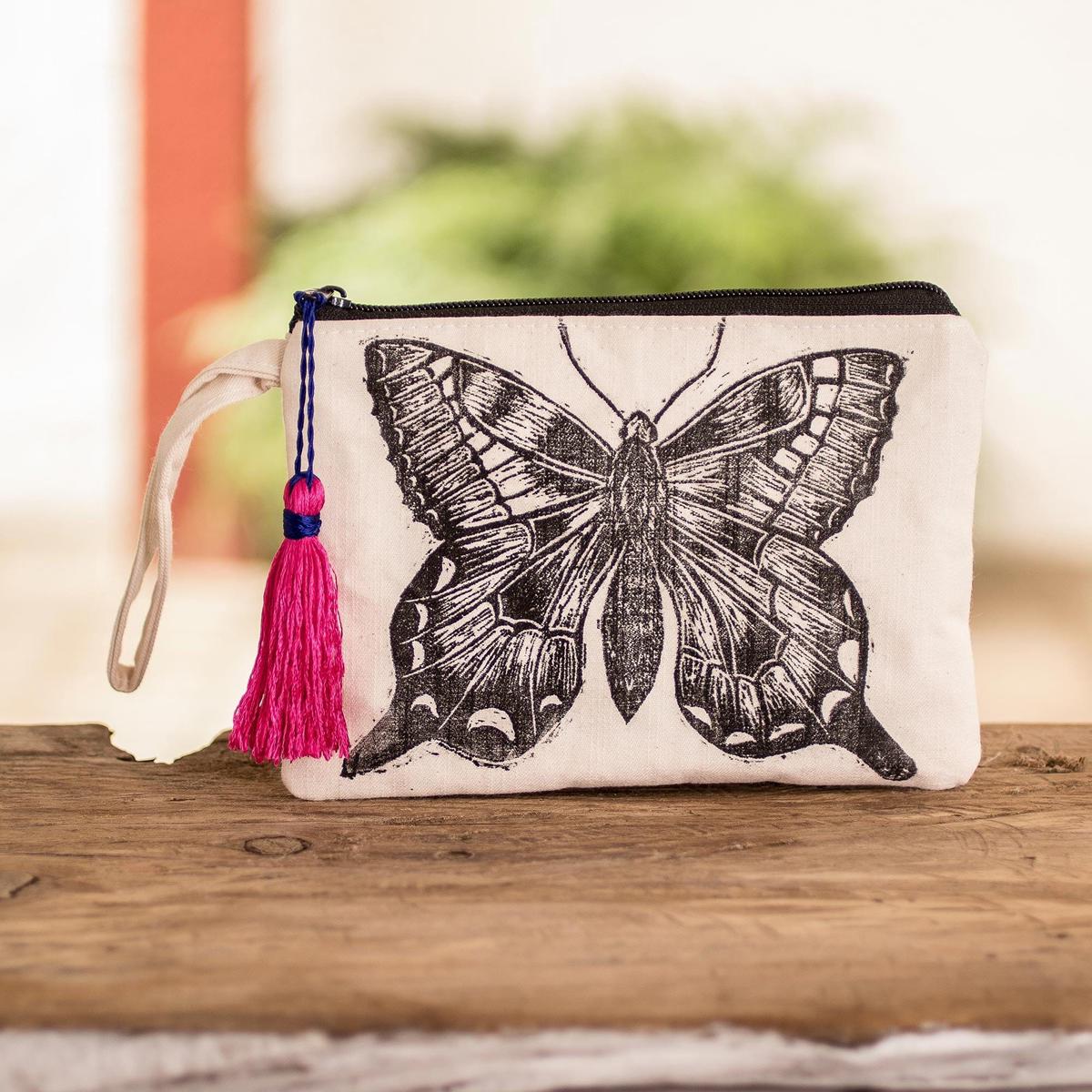Block Print Cosmetic Bag - Monarch