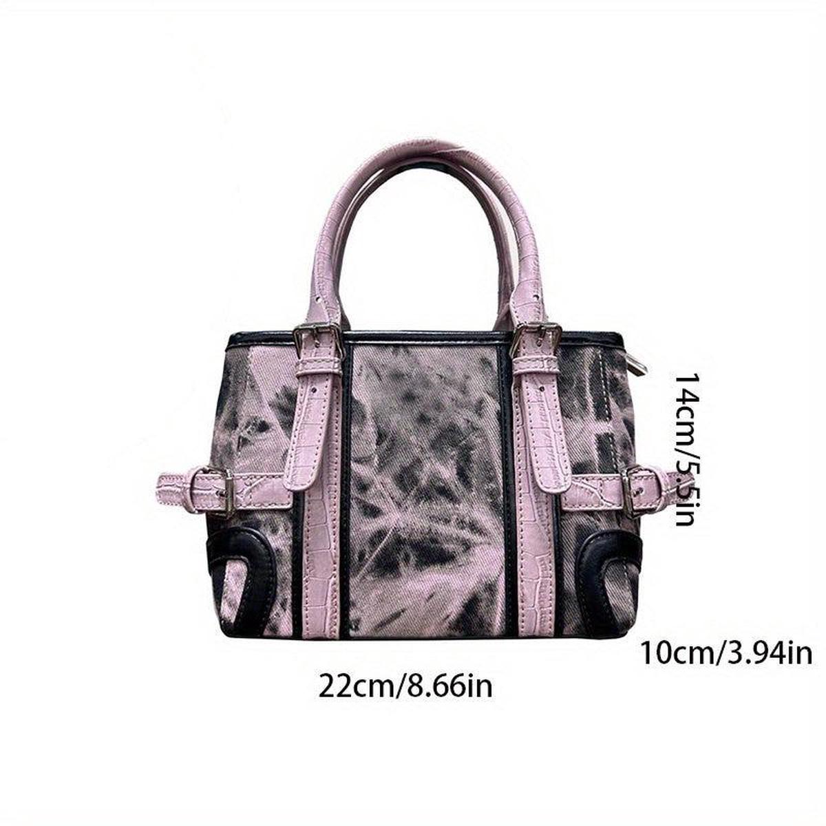Purple Y2K Crossbody Tote Bag Pink Shoulder Bag Funky Canvas Handbag & Purse