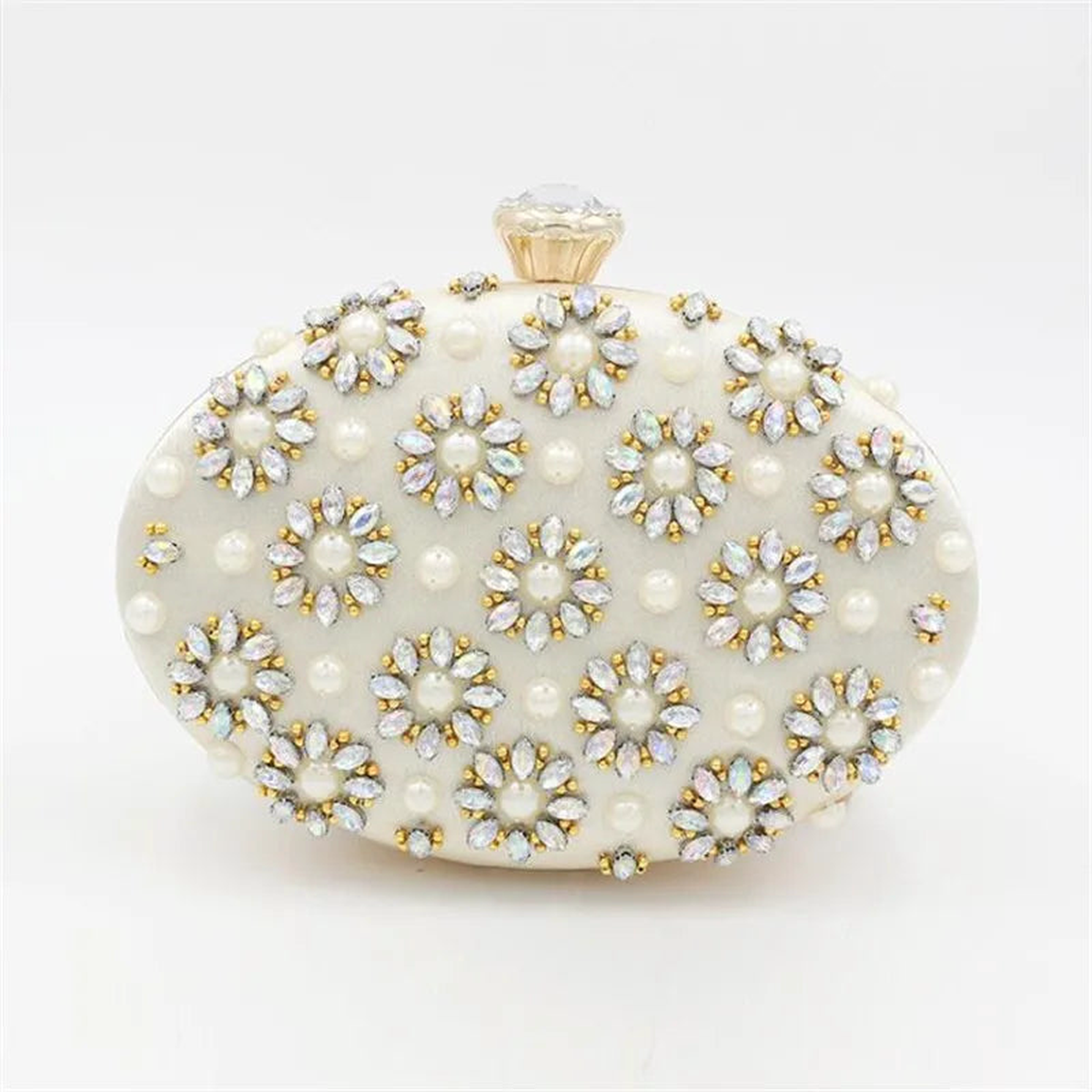 Women Diamond Flowers Clutch Bags Silk Single Side Mini Egg S