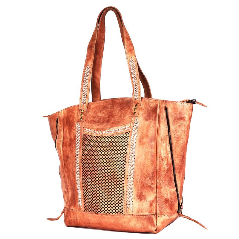 Never Mind Nmbgm135B Tote Vintage Handmade Genuine Cowhide Leather Women Bag Western Handbag Purse