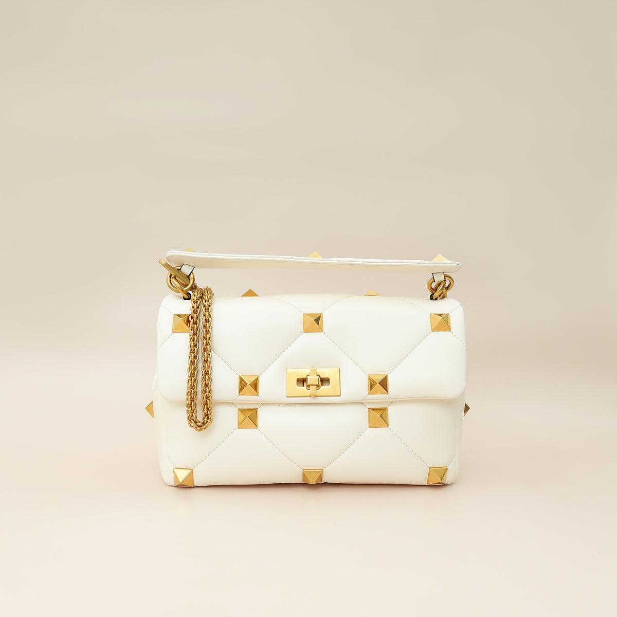 Valentino Light Ivory Roman Stud The Shoulder Bag