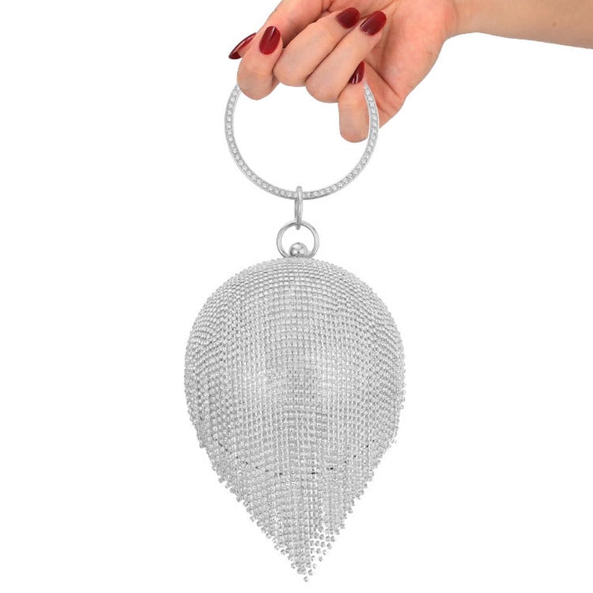 ELECTROPRIME Diamond Tassel Women Party Metal Crystal Clutches Evening Bags Wedding Bag Bridal Shoulder Handbag