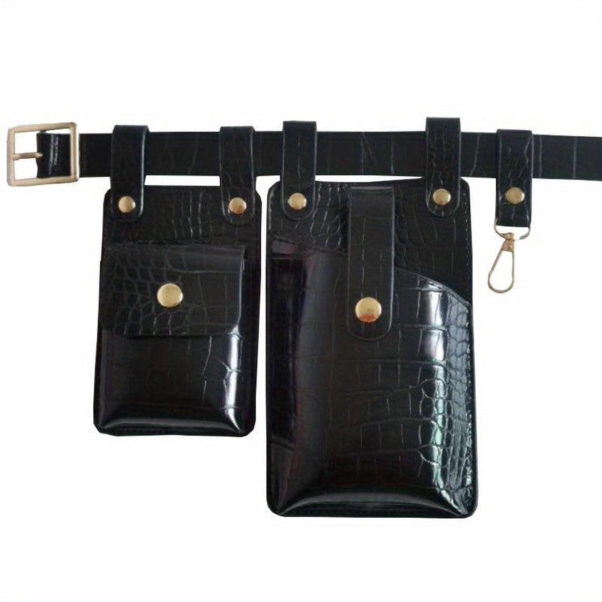 2pcs Mini Crocodile Pattern Waist Bag PU Leather Fanny Pack