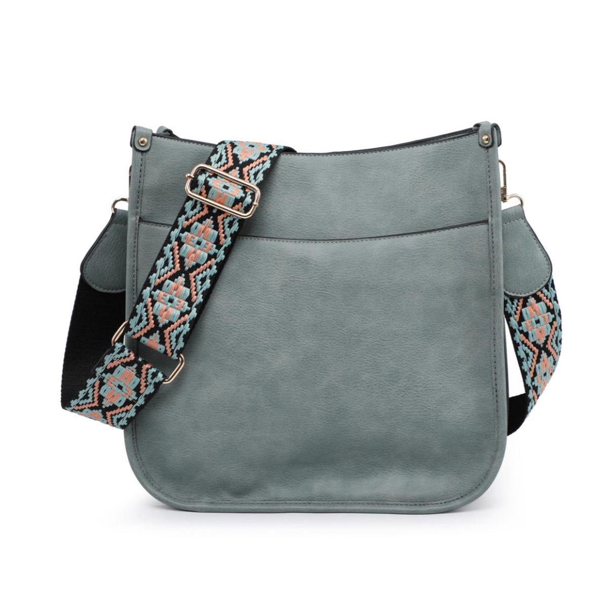 Chloe Teal Crossbody with Embroidered Guitar Strap