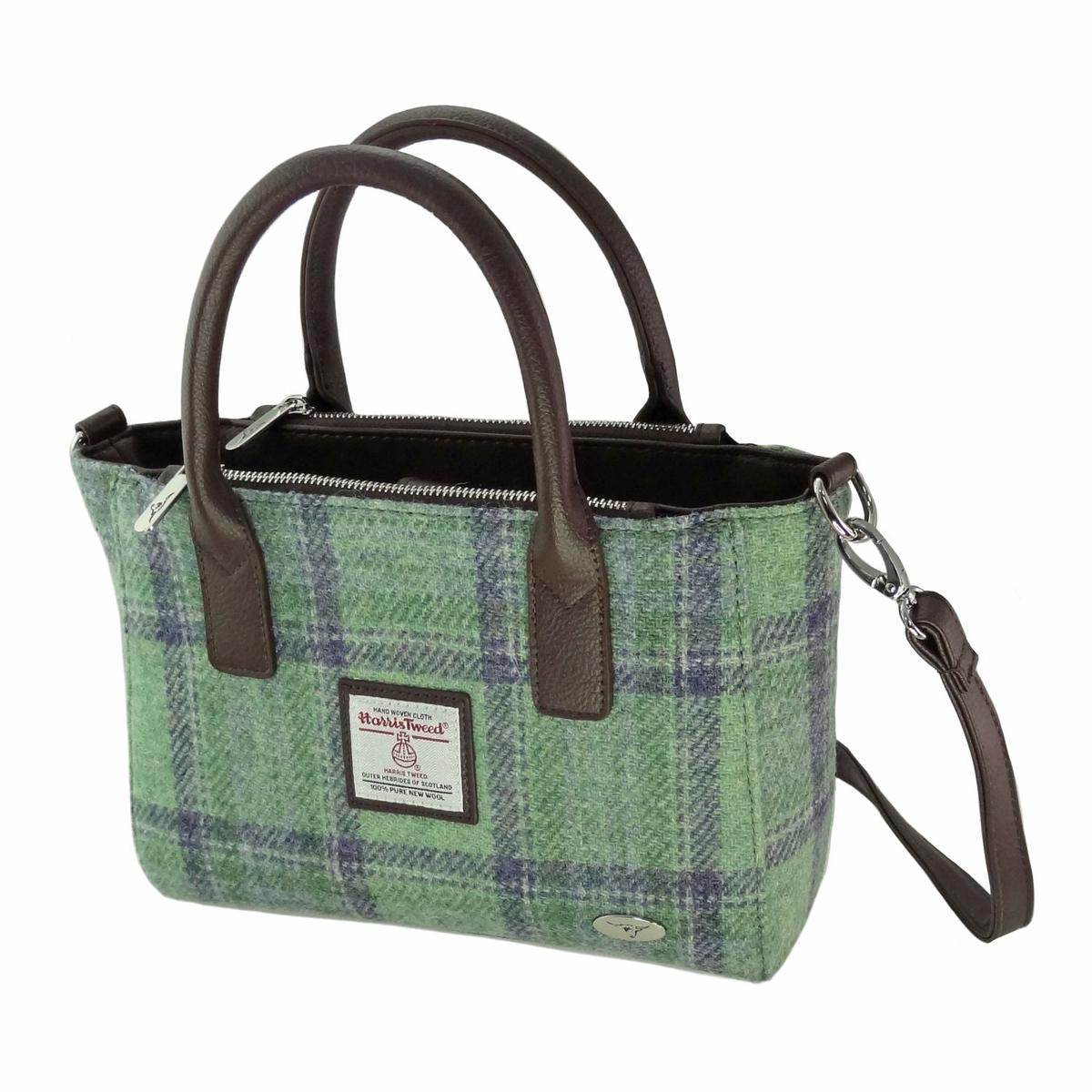 Glen Appin Harris Tweed Brora Tote Handbag Green Stewart