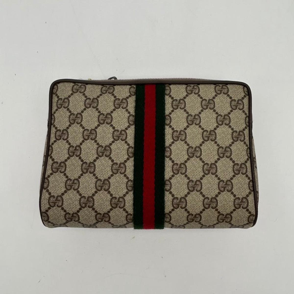 Gucci Beige Multicolor Canvas Leather Medium Clutch & Wristlet