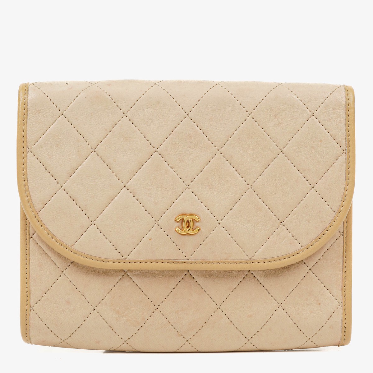 Chanel Mini Flap Bag Beige Quilted Lambskin With 24K Gold-Plated Hardware