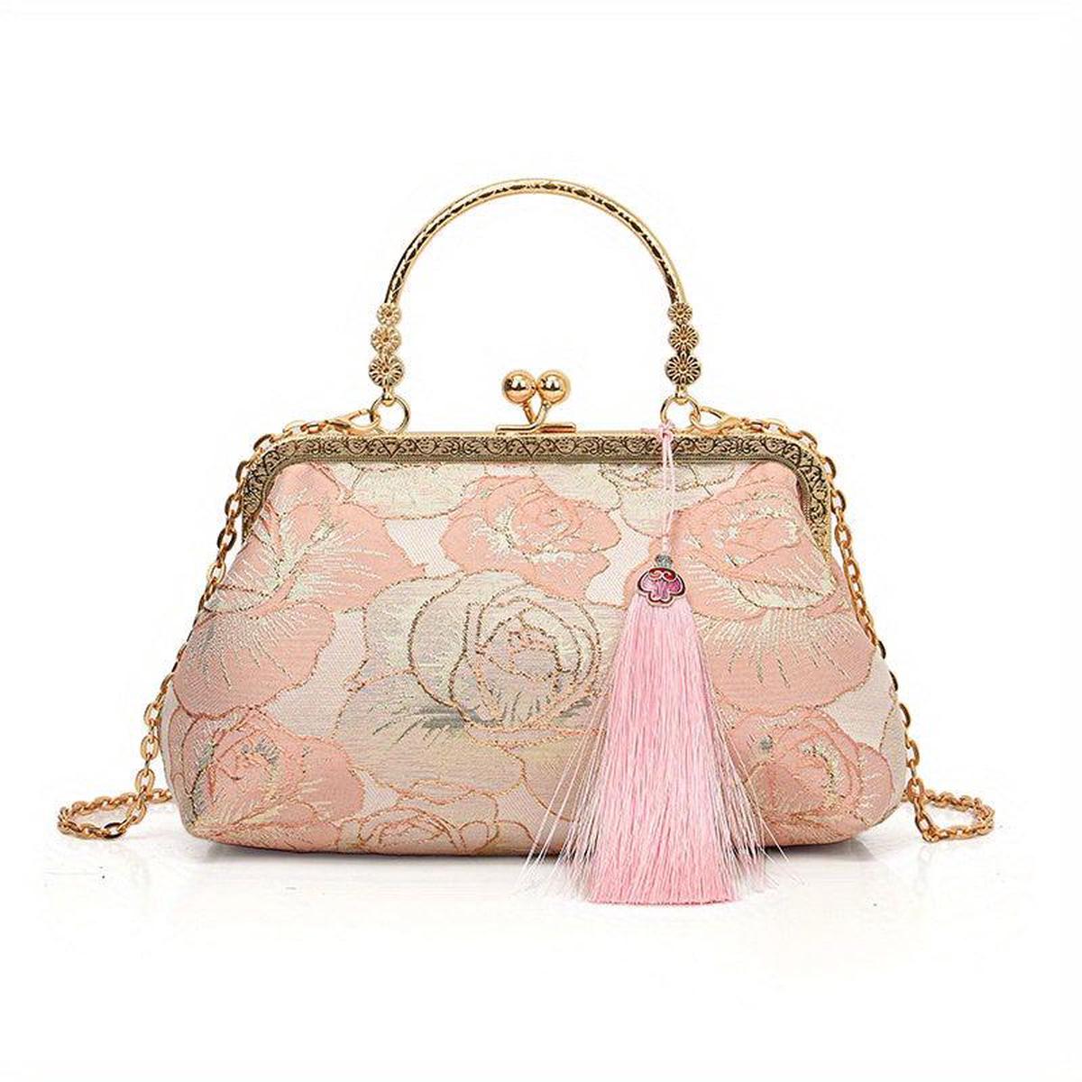Hanfu Flower Embroidery Crossbody Bag Chinese Style Chain Purses