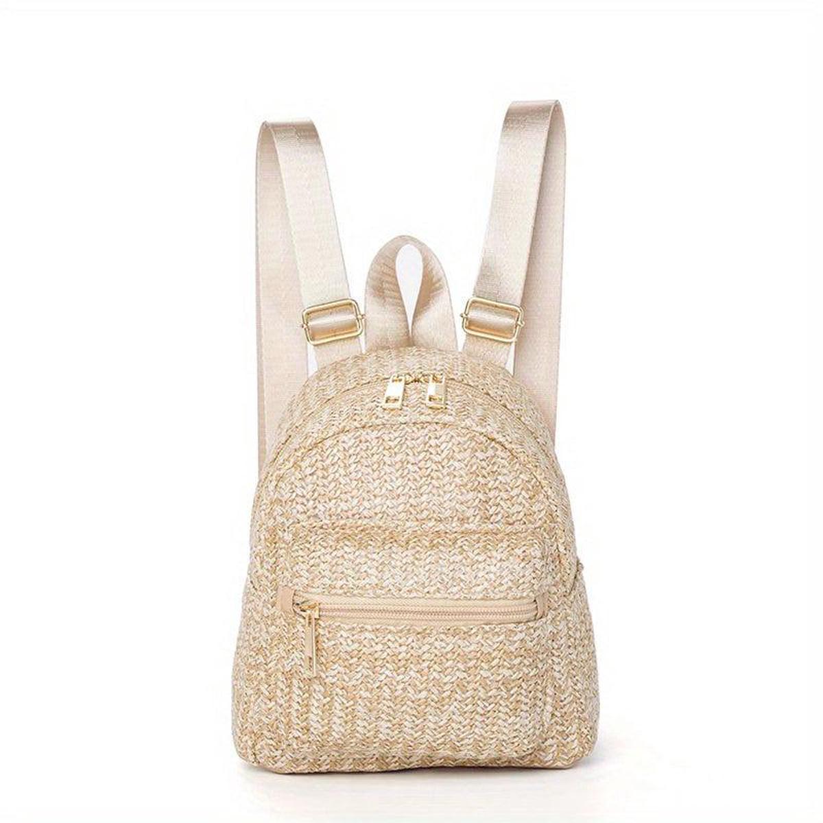 Straw Woven Backpack Purse Beach Travel Bag Braided Daypack