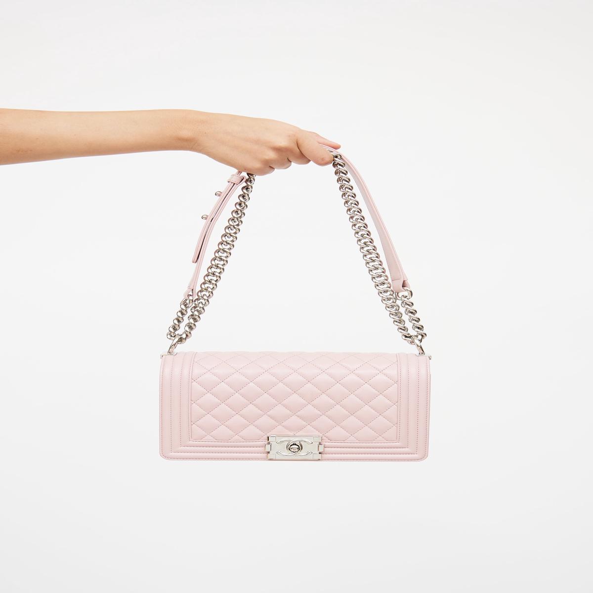 Blush Pink Quilted Medium Boy Bag