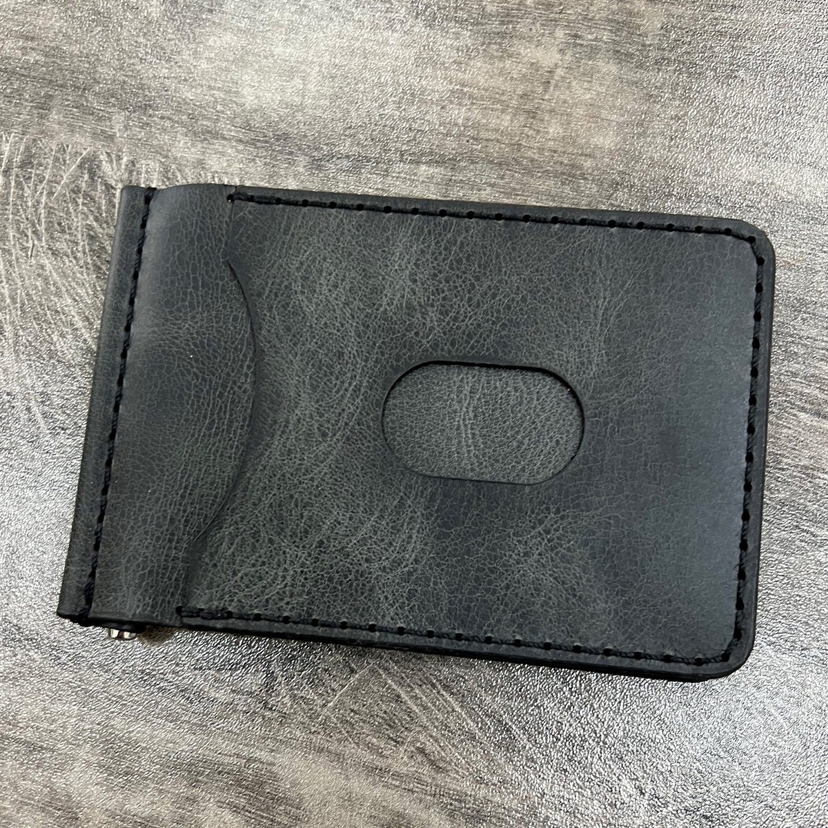 Minimalist Grey 100% Leather Card Holder-Wallet from Armenia - Urban Grey
