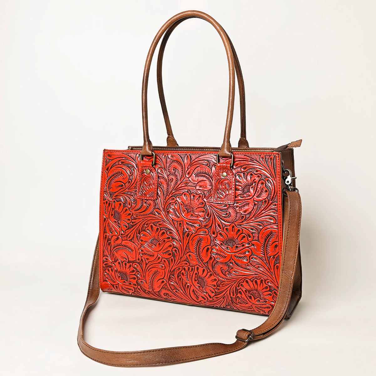 American Darling Hand-Tooled Genuine Leather Western Tote Bag Durable Crossbody Design with Premium Craftsmanship for Everyday Women