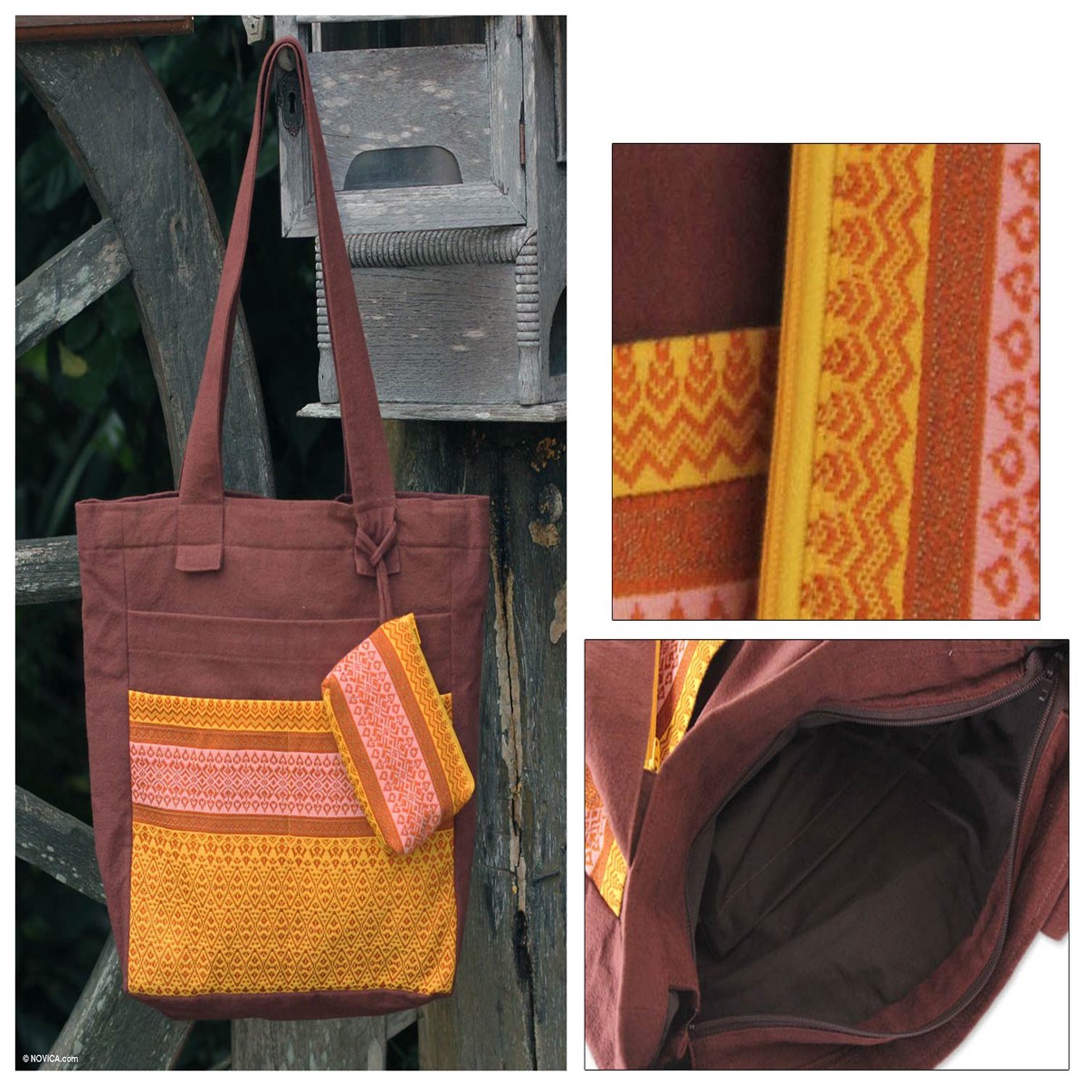 Cotton Tote Bag with Coin Purse - Ginger Garden