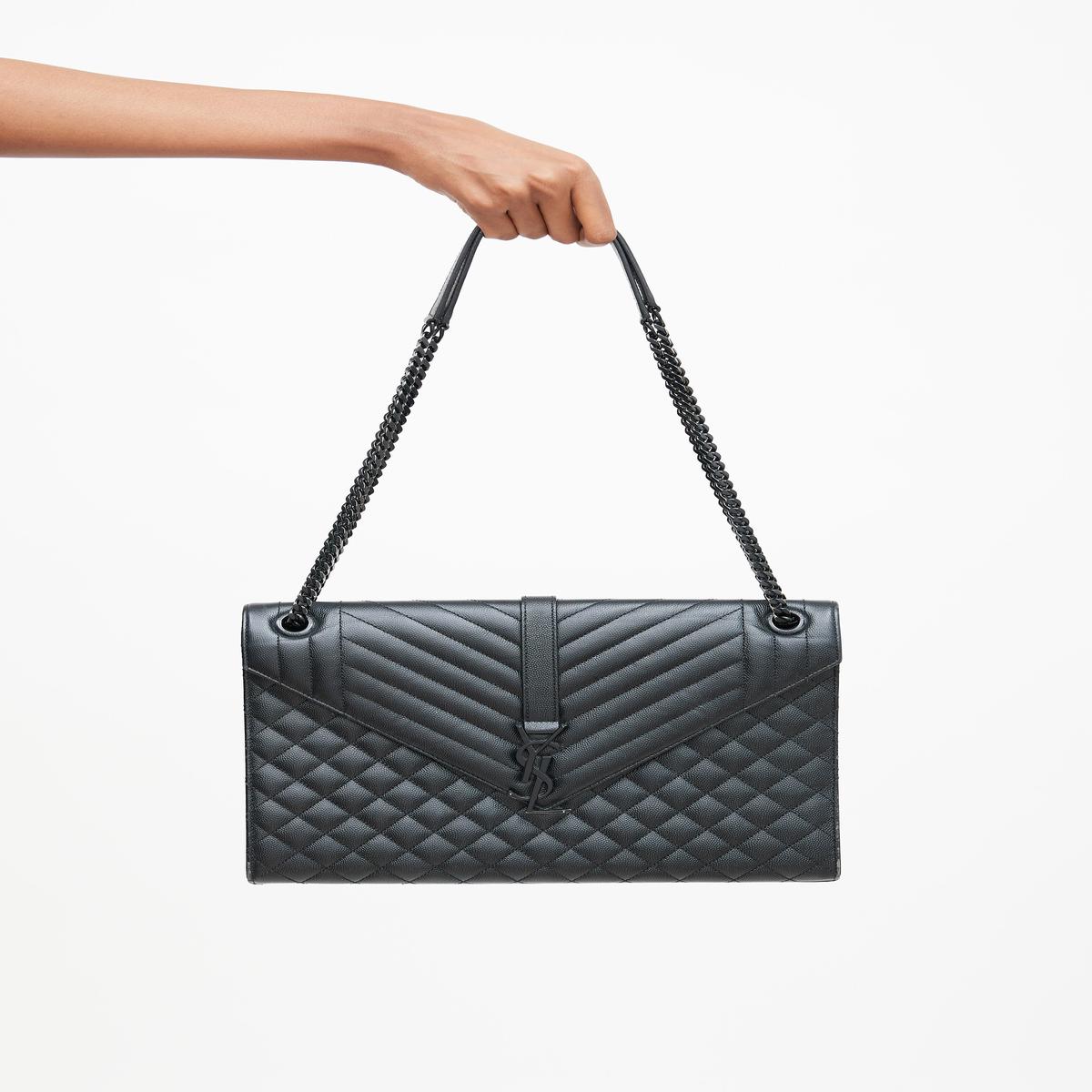 2017 Black Leather Large Envelope Shoulder Bag