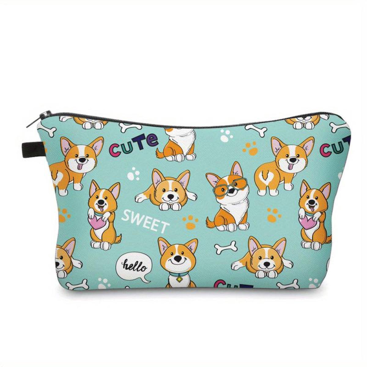 Cartoon Dog Print Zipper Pouch Lightweight Carry On Bag