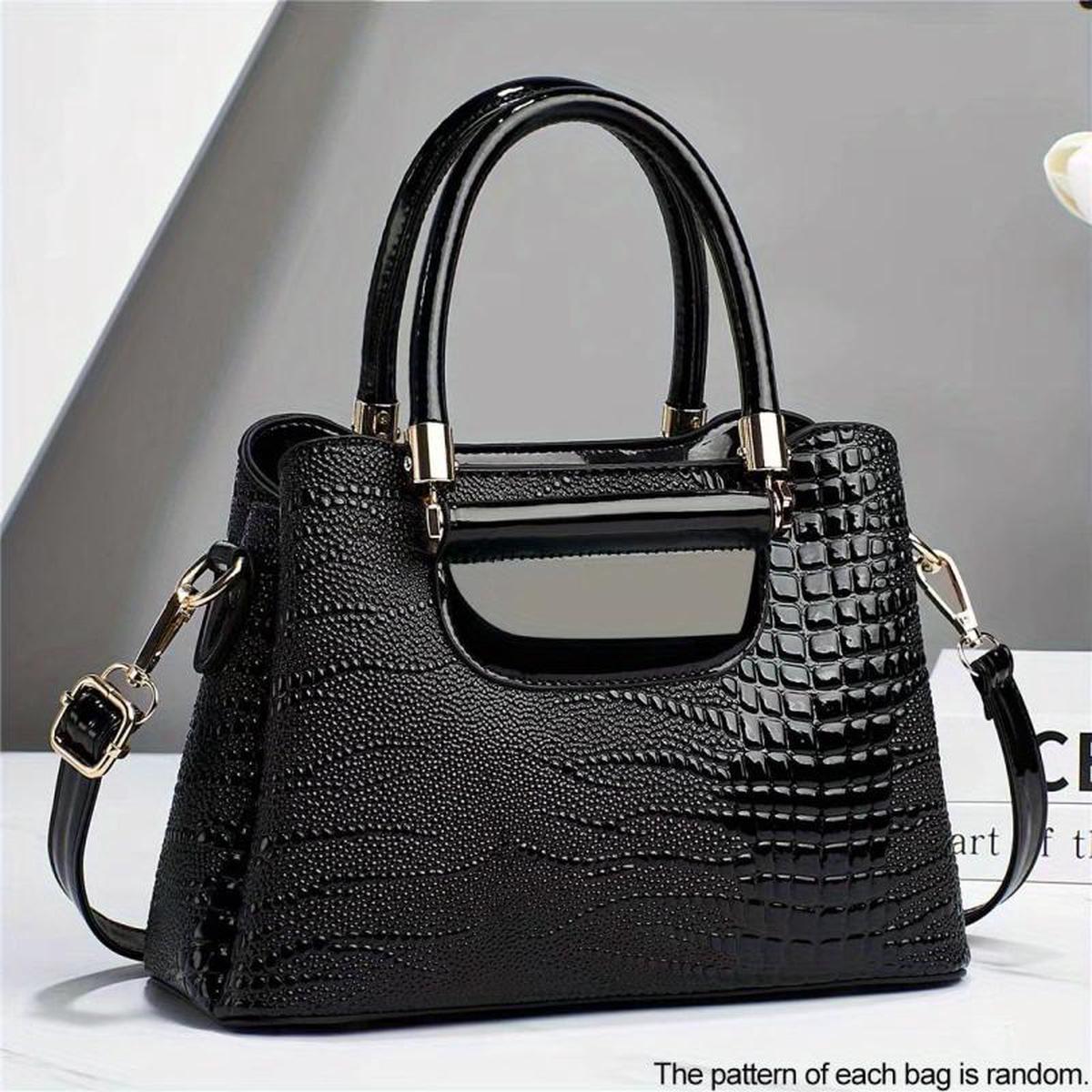 Crocodile Pattern Handbag Women's PU Satchel Purse