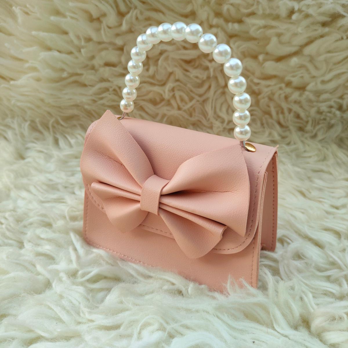 Hiba Fashion Mini bow pearl crossbody bag for girls-(HB-BW-003)