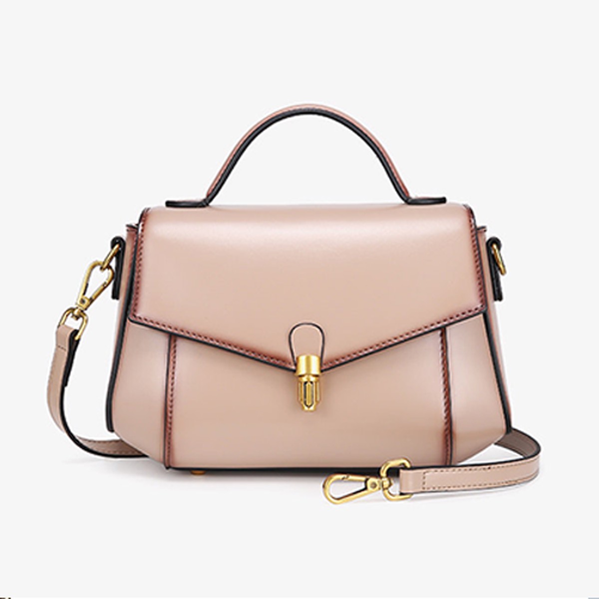 Ladies Leather Satchel Trapezoid Handbags Purse In Black/Brown/Beigei/Green/Red