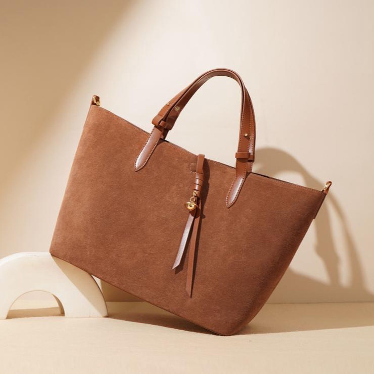 Suede Leather Tote Bag Medium Leather Tote Leather Bucket Tote Bag