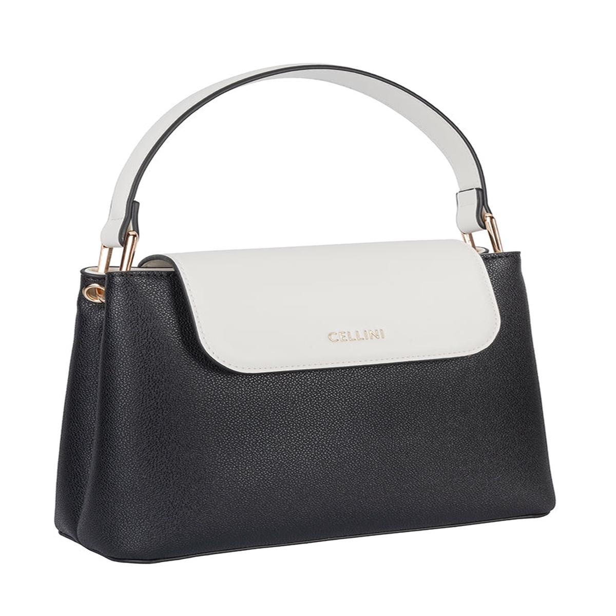 Cellini Amelia Flapover Sling Bag In Black & White