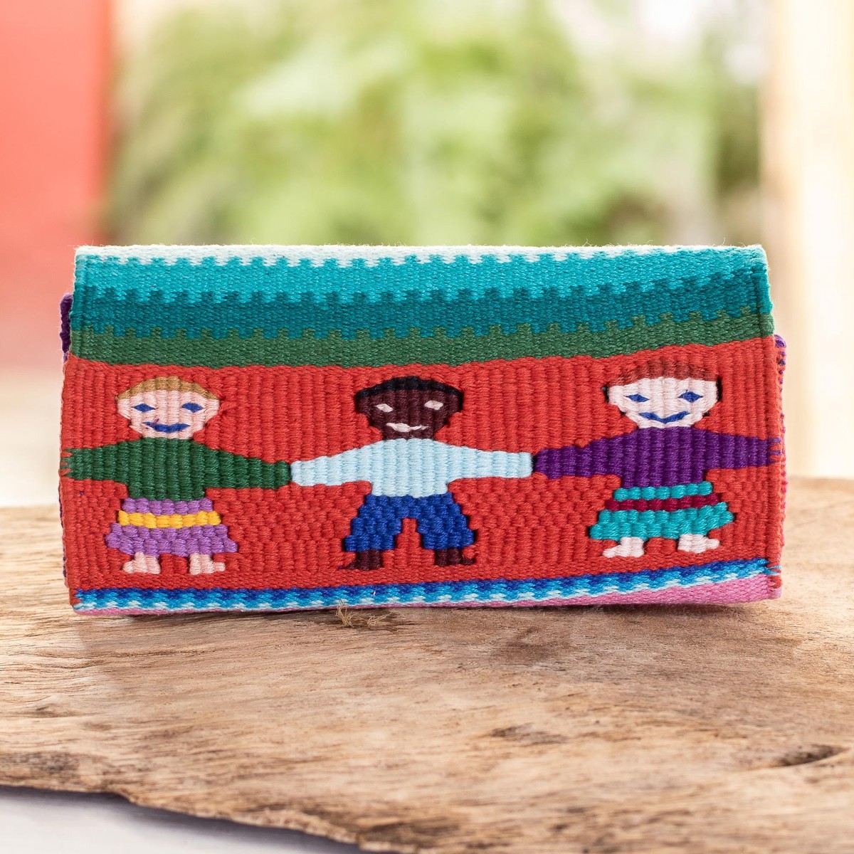 Hand Woven Cotton Billfold Wallet With Images of Children - Childhood Memories