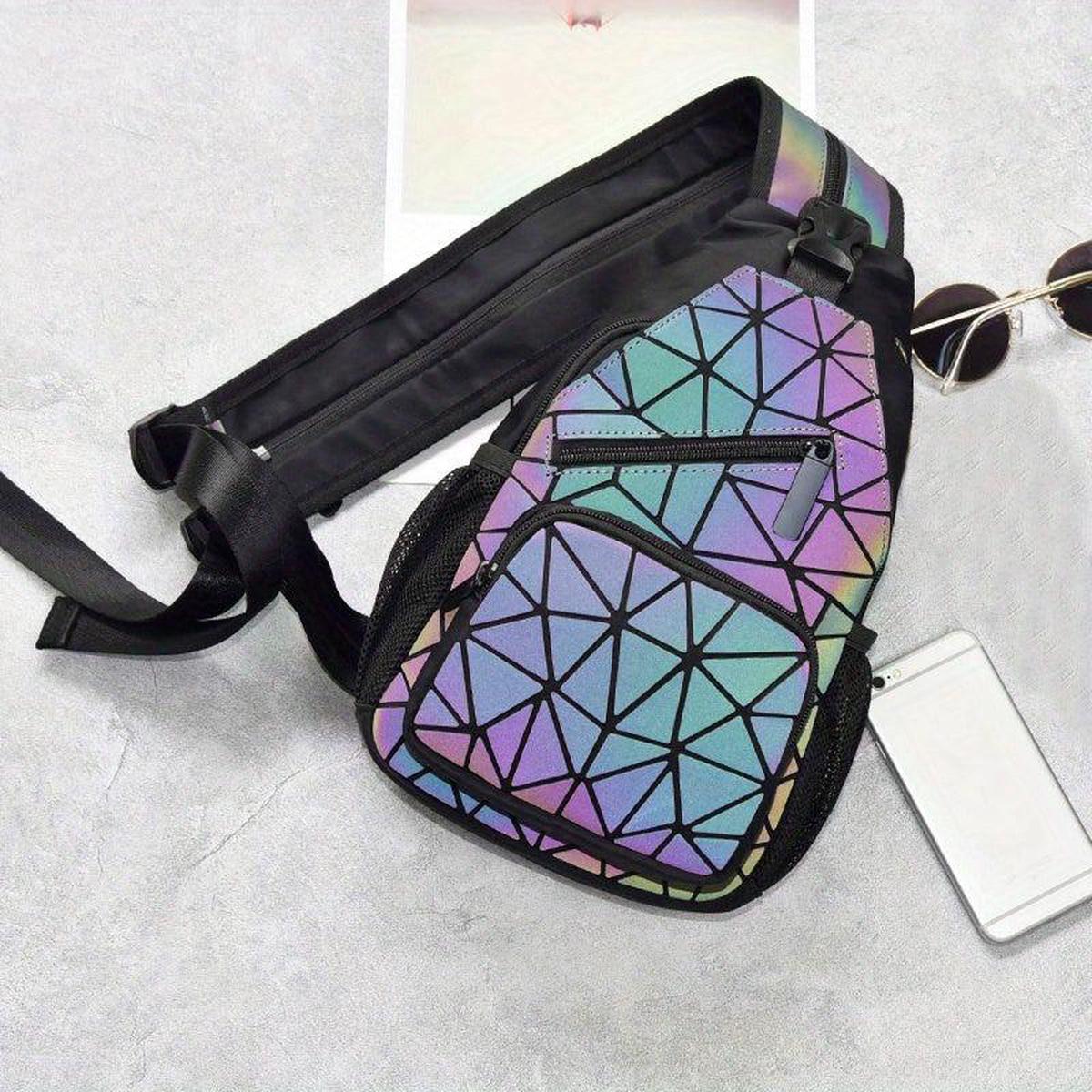 Reflective Luminous Geometric Backpack - Outdoor Travel Shoulder Bag