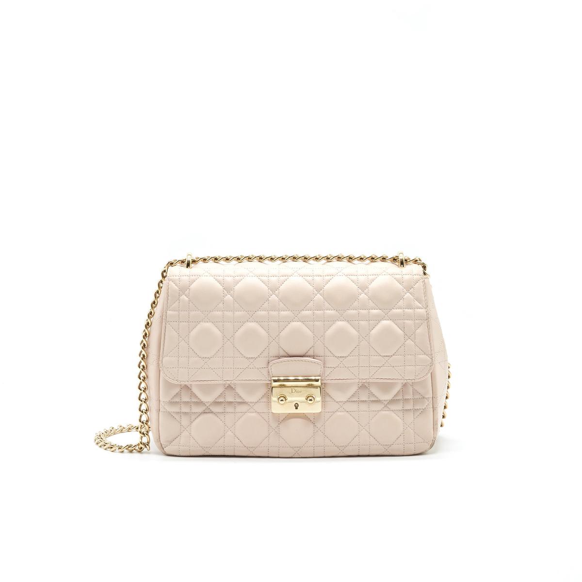 Christian Dior Cannage Leather Miss Dior Flap Bag in Light pink LGHW