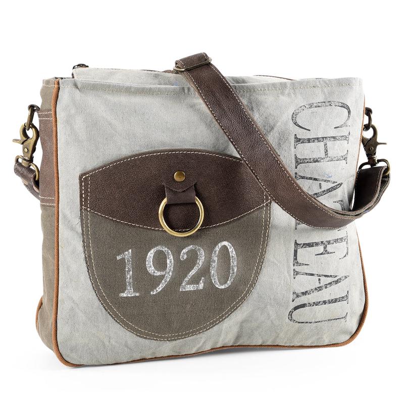 Ohlay Bags OHV156 Cross Body I Upcycled Canvas Genuine Leather Women Bag Western Handbag Purse
