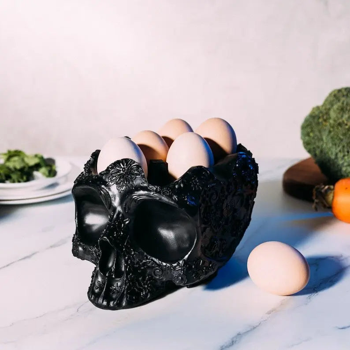 Gothic Skeleton Egg Holder Resin Craft Halloween Skull Rack