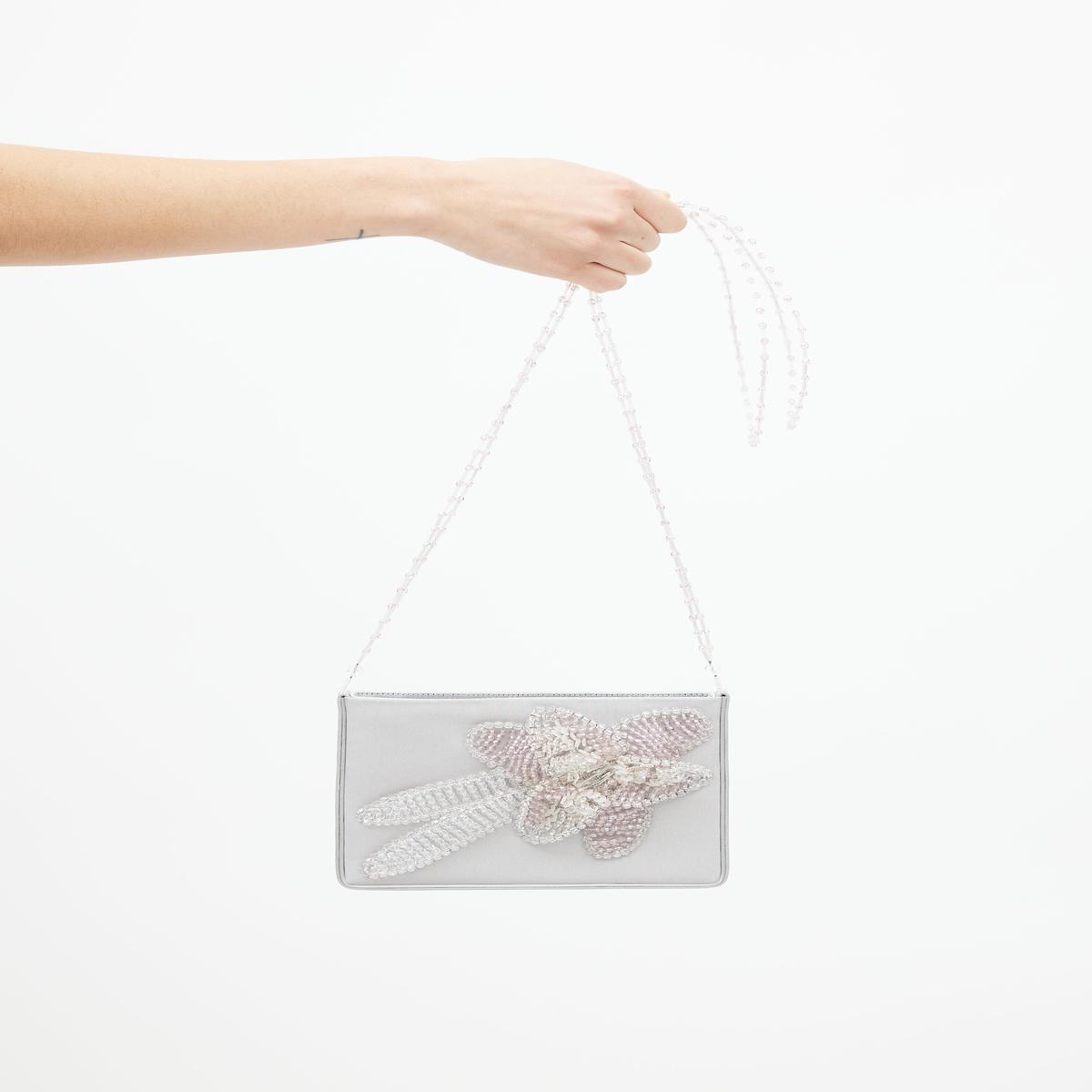 Grey & Purple Floral Beaded Bag