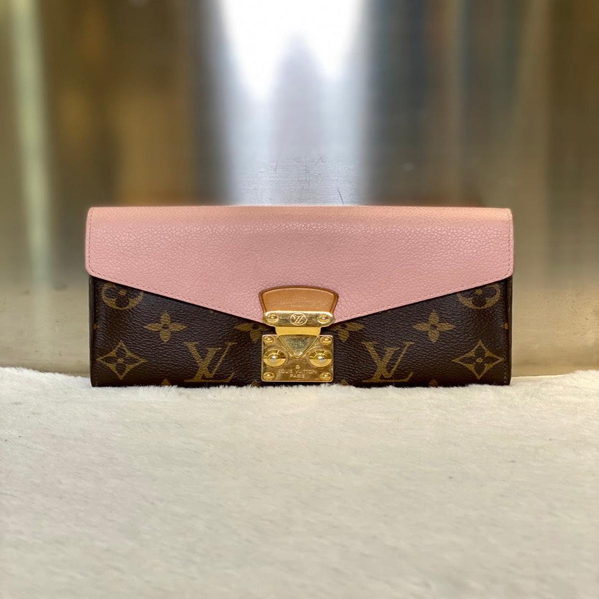 Preloved Louis Vuitton Pallas Pink Monogram Wallet with Chain Crossbody Bag