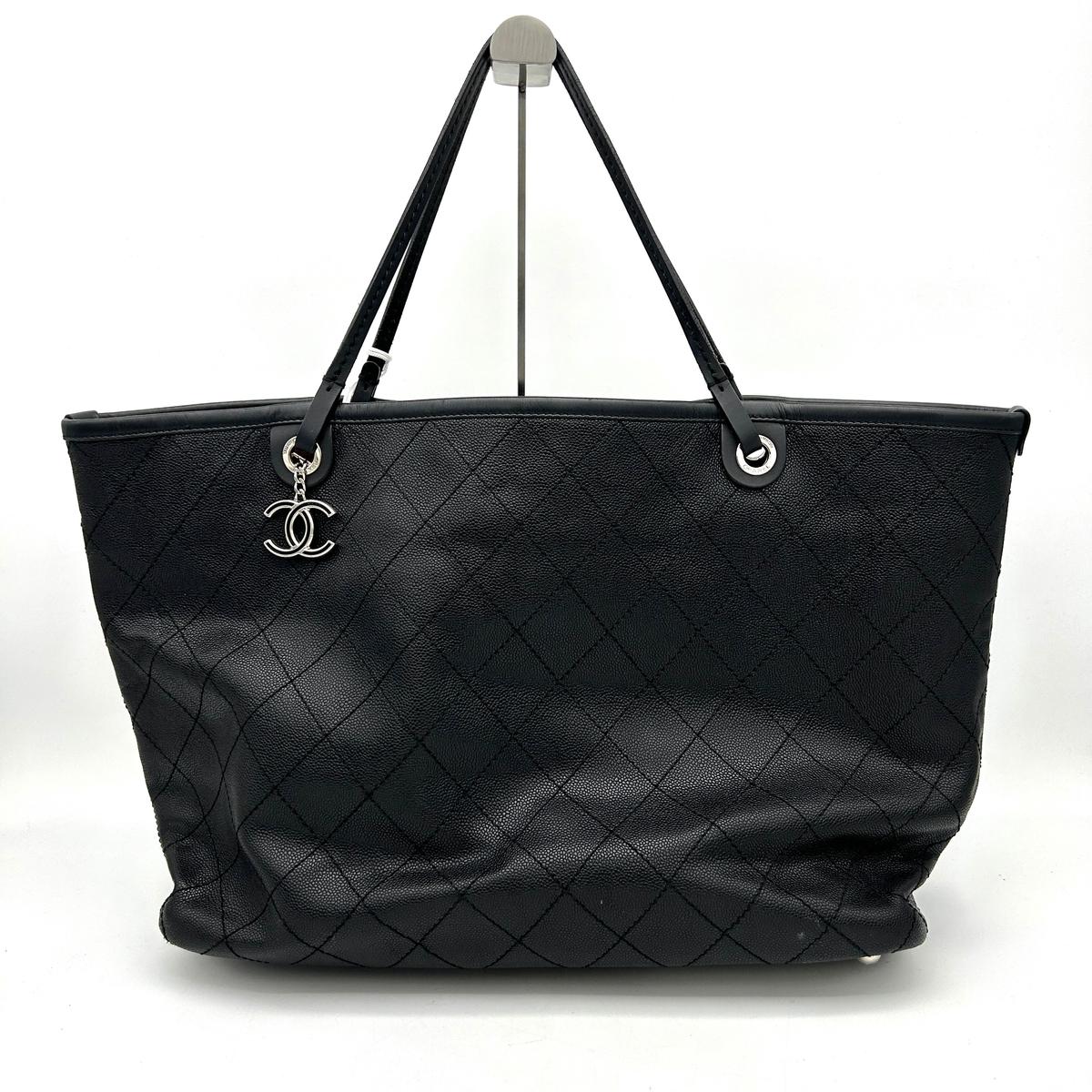 Chanel Grained Calfskin Large Shopping Fever Tote Black LA26298