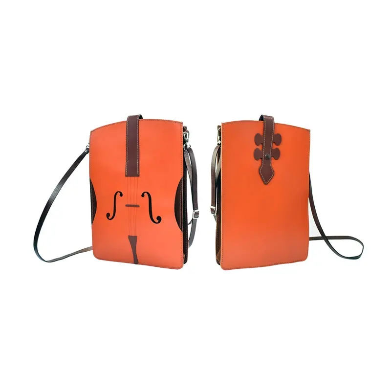 Leather and Suede Violin Cross-Body Handbag