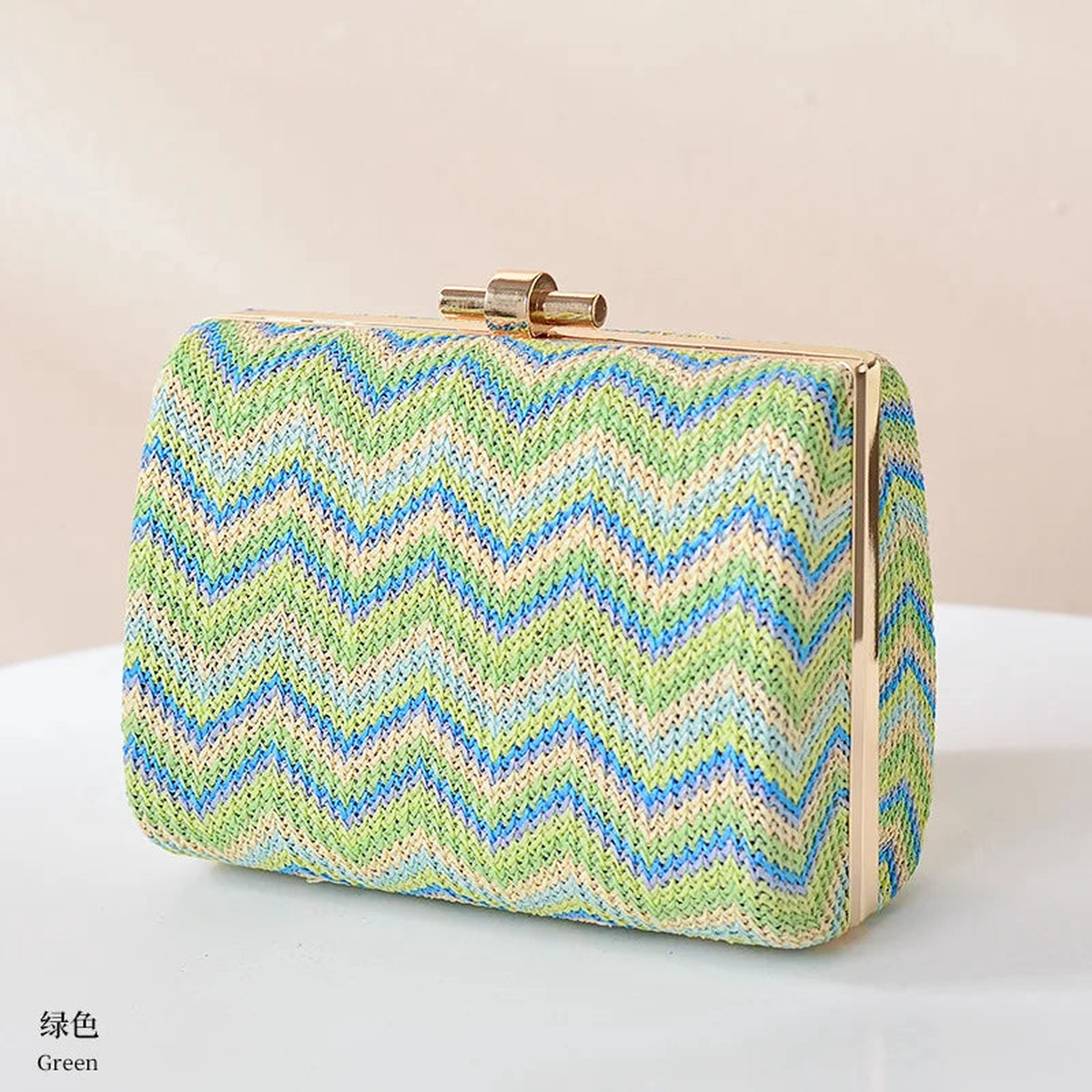 Straw Woven Wave Clutch Retro Wedding Dinner Bag
