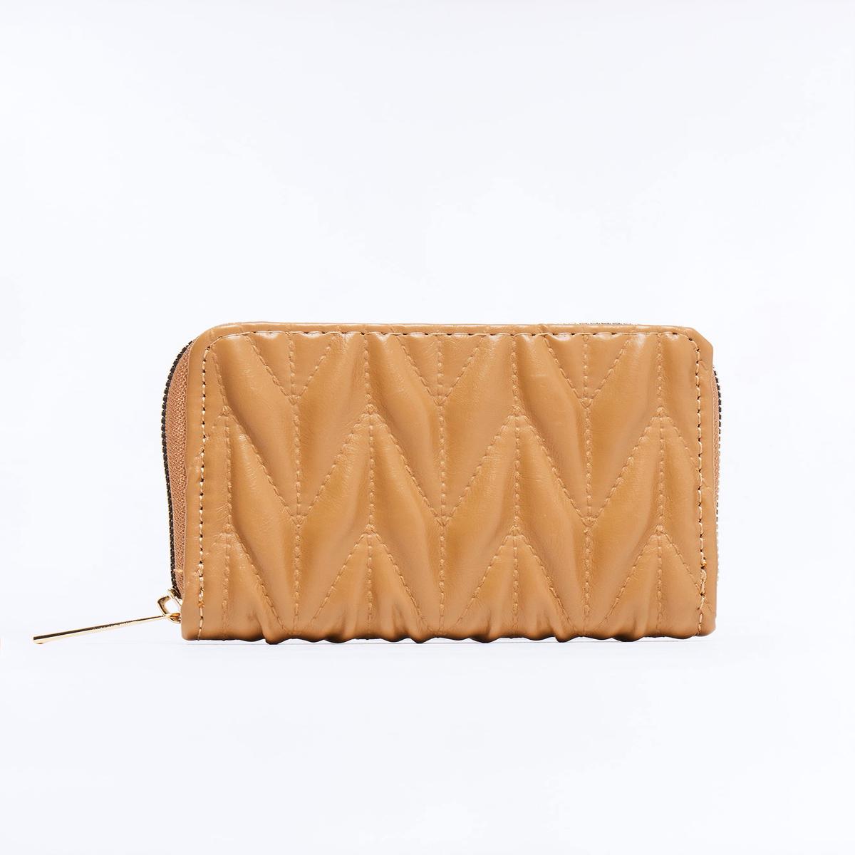 True Value Faux Leather Zip Around Wallet - Camel