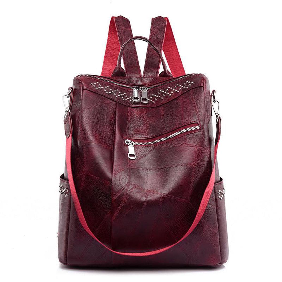 Studded Decor Backpack Purse Faux Leather Shoulder Bag