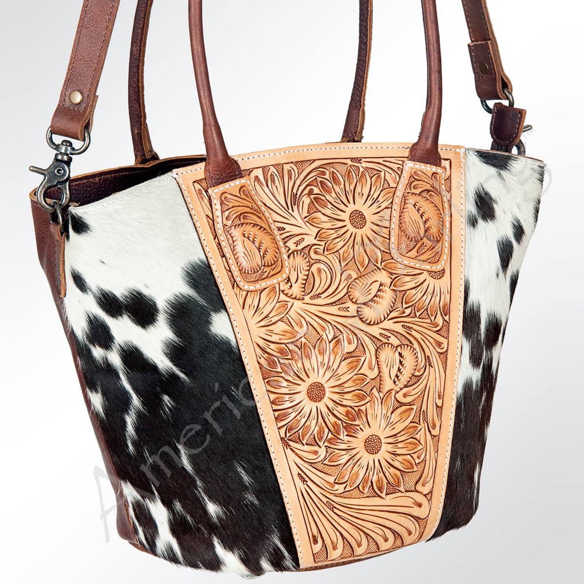 American Darling Hobo Bag Hand Tooled Floral Carved Cowhide Genuine Leather Western Bag with YKK Zipper