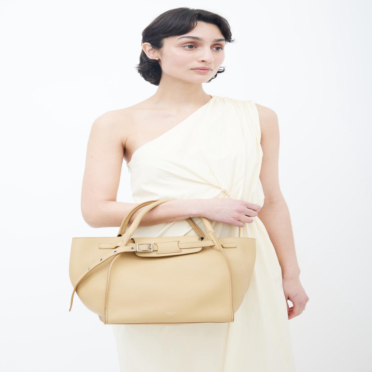 Beige Leather Small Big Bag Shoulder Bag