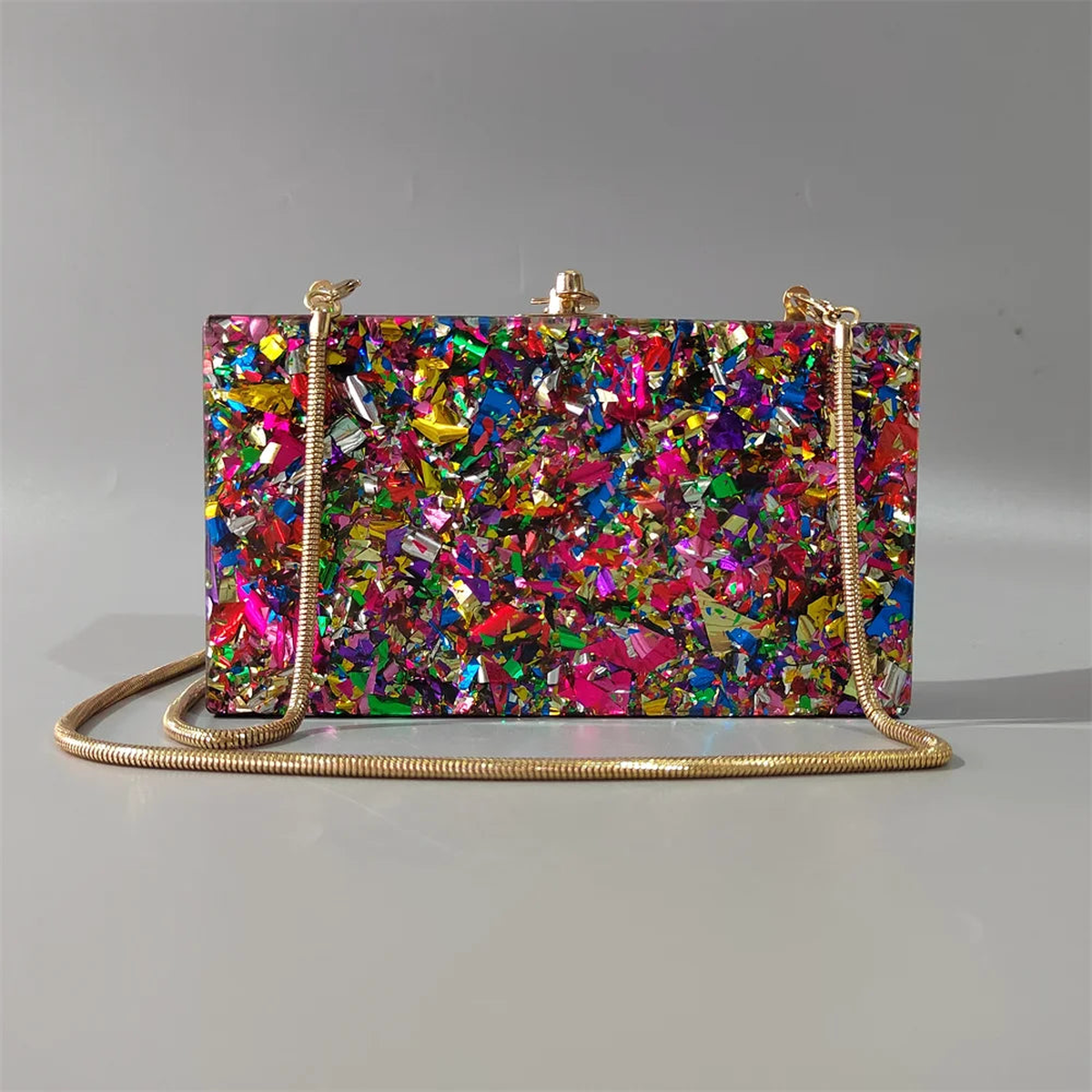 Colorful Glitter Acrylic Box Bag Shoulder Wedding Purse