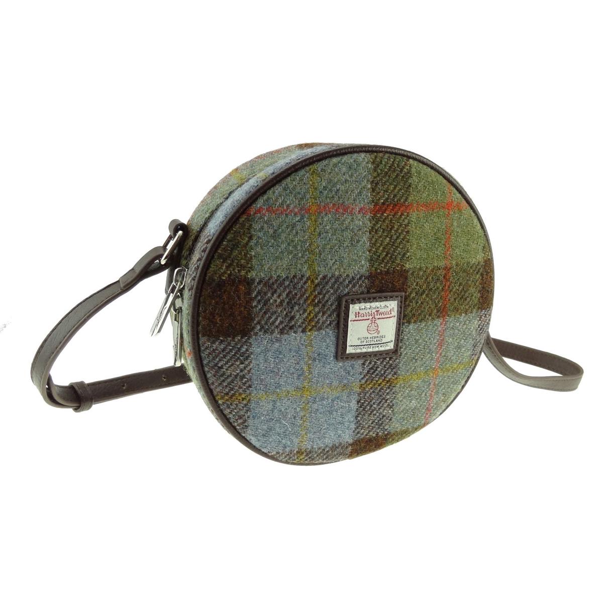Glen Appin Harris Tweed Bannock Small Round Shoulder Bag MacLeod Tartan